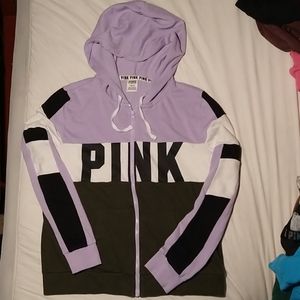 PINK VICTORIA’S SECRET FULL ZIP UP HOODIE SZ L
